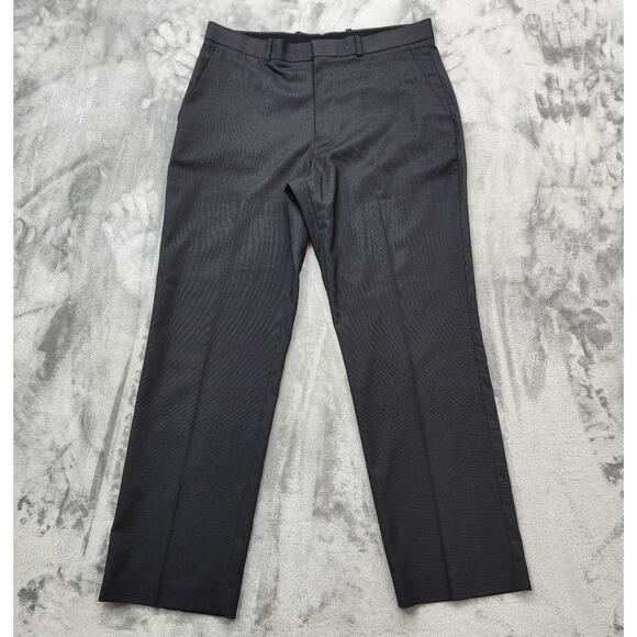 Perry Ellis Portfolio Pants Men 34X30 Black Gray Classic Fit Flat Front Straight - Picture 1 of 12